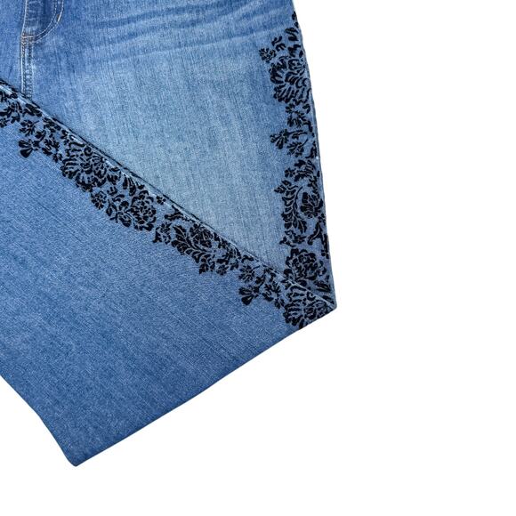 Style & Co Floral Damask Flocked Boyfriend Jeans - 14 - Picture 5 of 9